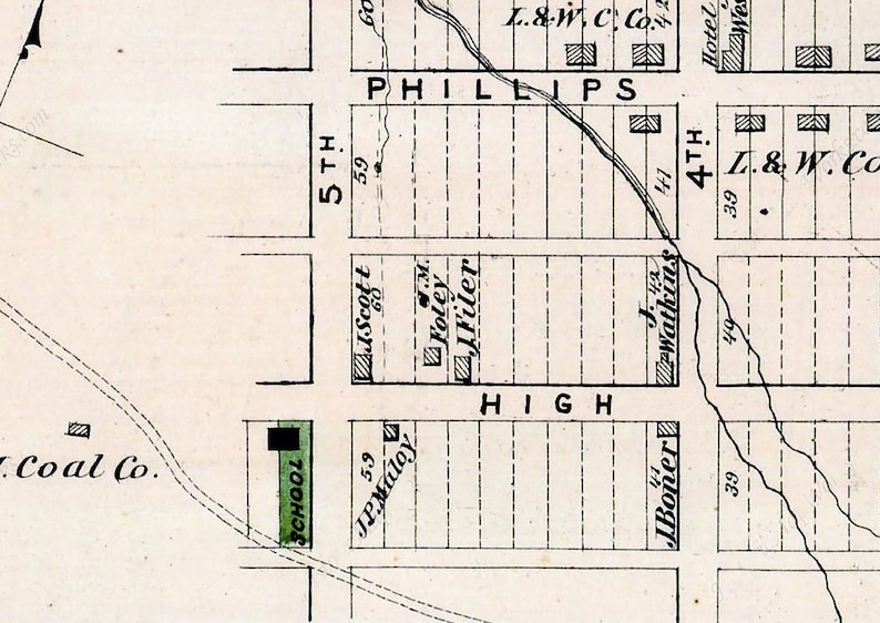 1875 Town Map of Coaldale Schuylkill County Pennsylvania Etsy