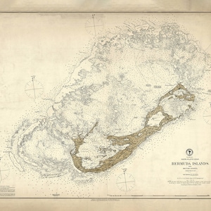 Zeekaart van de Bermuda-eilanden uit 1873