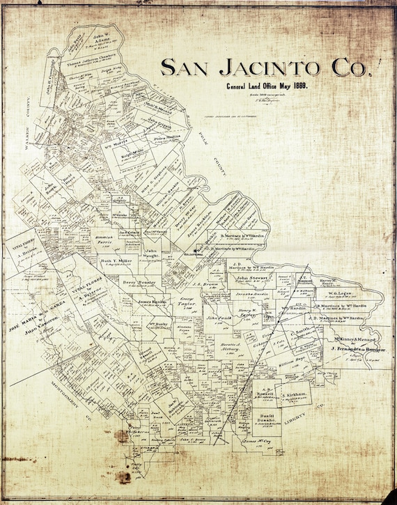 1914 Map of San Jacinto County Texas Goldsprings Etsy