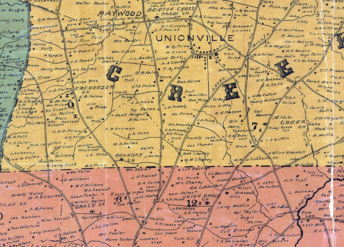 1907 Mapa del Condado de Union Carolina del Norte Etsy España