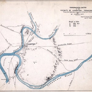 1863-Karte der Region Kingston, Tennessee