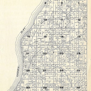 1917 Mapa del condado de Union Township Door Wisconsin