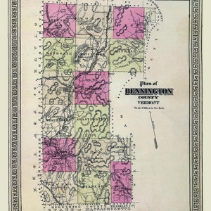 Mapa hrabstwa Bennington w stanie Vermont z 1876 r.