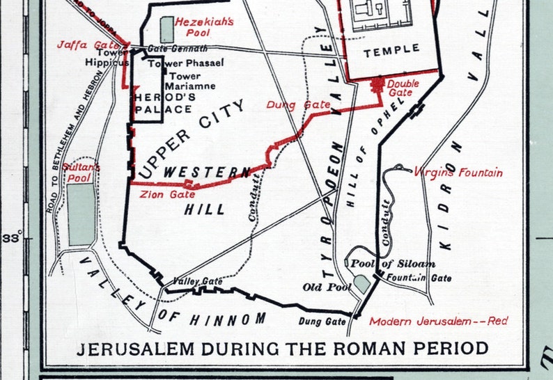 1912 Carte de la Palestine au temps de Jésus Jérusalem - Etsy France