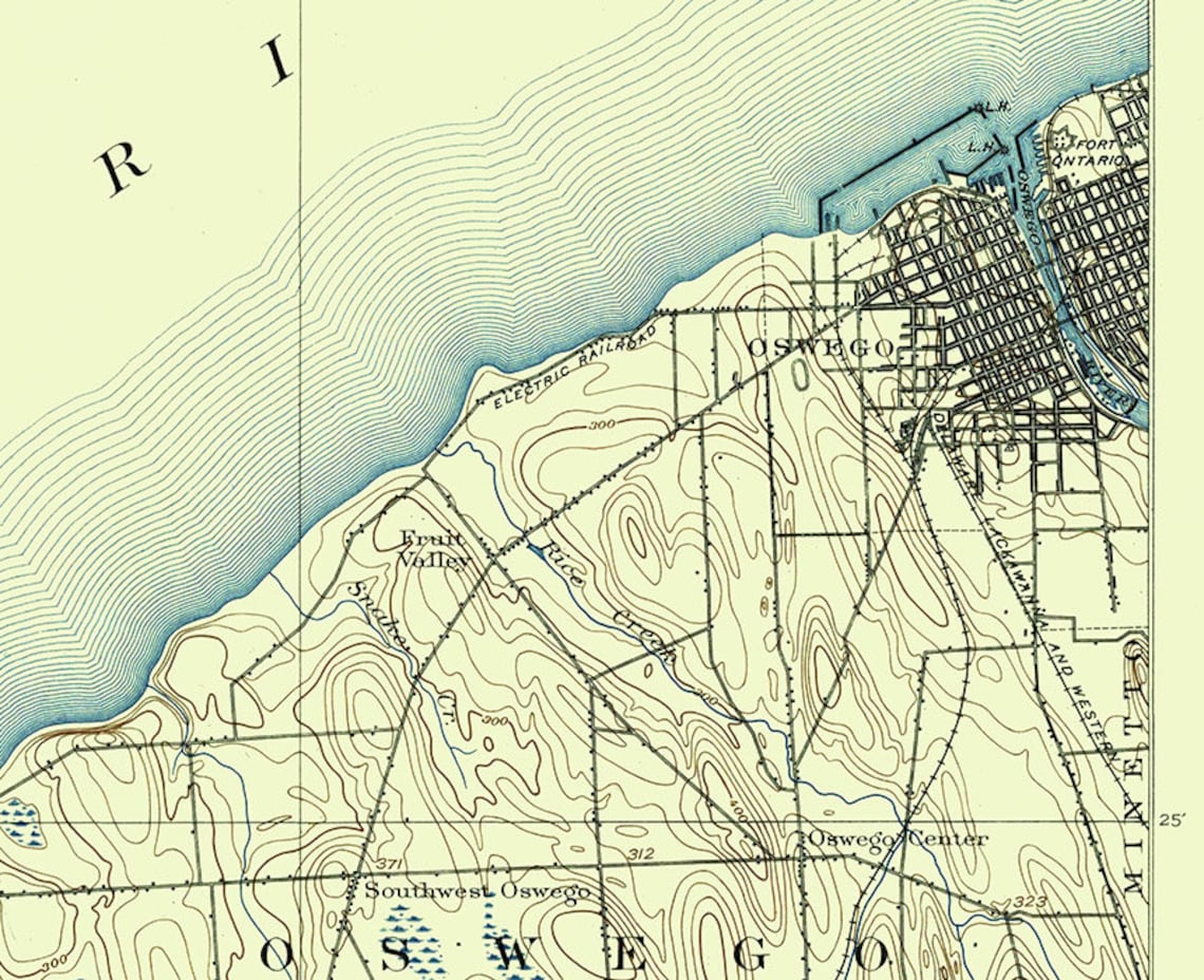 1900 Topo Map of Oswego New York Quadrangle Etsy