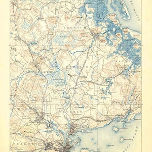 1888 Topo Map of Salem Massachusetts Quadrangle