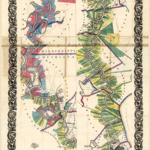 1858 Farm Map Normans Chart of the Lower Mississippi River