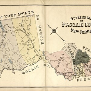 1877, carte du comté de Passaic, New Jersey