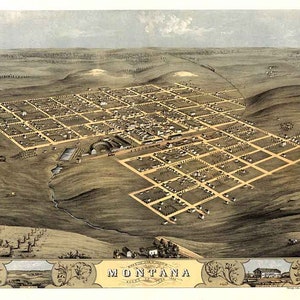 1868 Panoramakarte von Montana Boone County Iowa