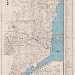 Kaart van Miami, Florida uit 1952