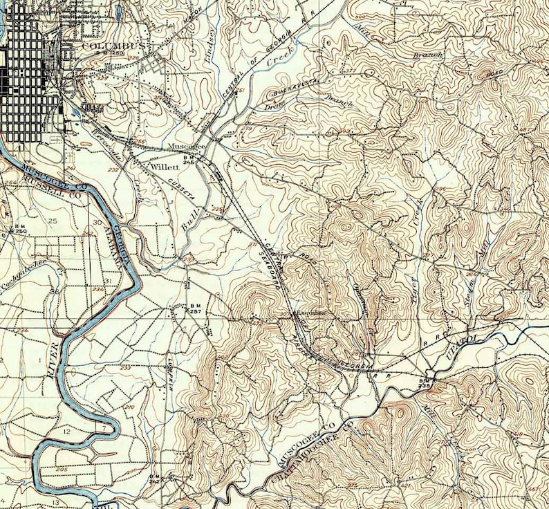 1908 Topo Map of Columbus Etsy