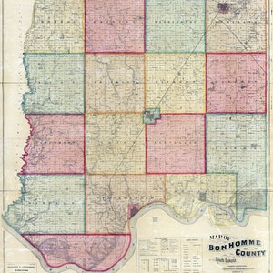 1893 Map of Ben Homme County South Dakota Tyndall