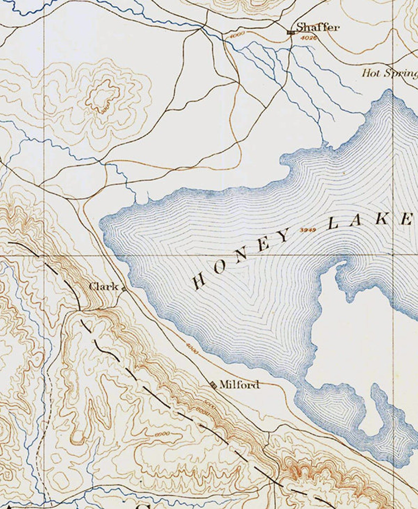 1886 Topo Map of Honey Lake California Quadrangle Etsy