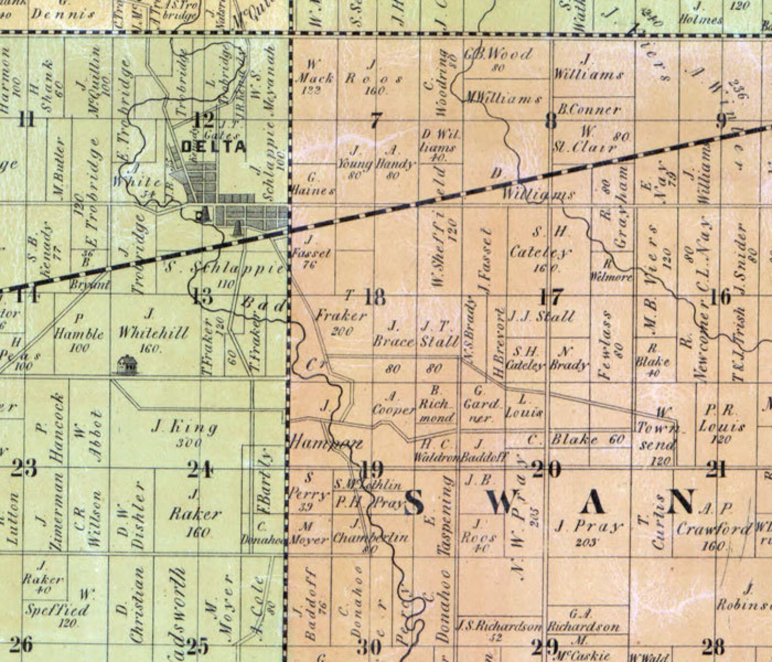 1850 Farm Line Map of Fulton County Ohio Delta Wauseon Etsy
