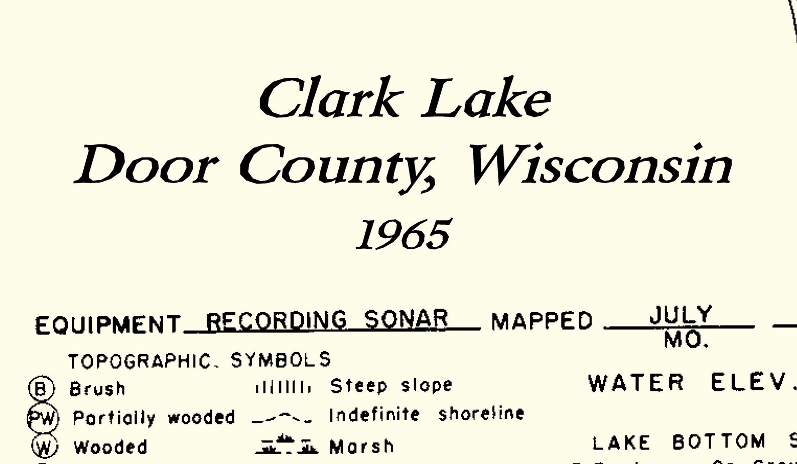 1965 Map of Clark Lake Door County Wisconsin Etsy