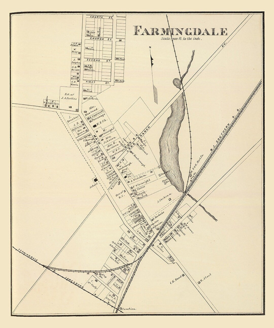 1878 Map of Farmingdale New Jersey Etsy