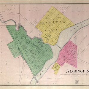 1892 Stadtplan von Algonquin McHenry County, Illinois