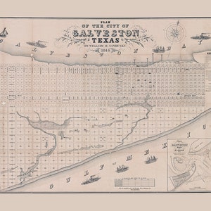 1845 Map of Galveston Texas