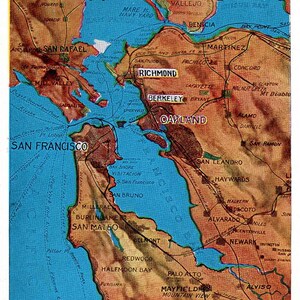 1908-Karte von San Francisco Bay Region Richmond Berkeley Oakland