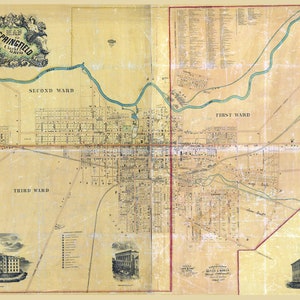 1856, carte du comté de Springfield Clark, Ohio