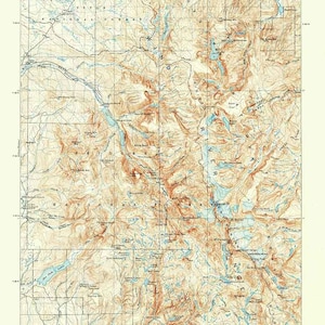 Carte topographique de 1909, Fremont Peak, Wyoming, chaîne de la Wind River