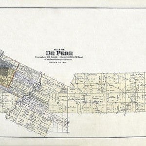 1889 Carte du canton de De Pere, comté de Brown, Wisconsin
