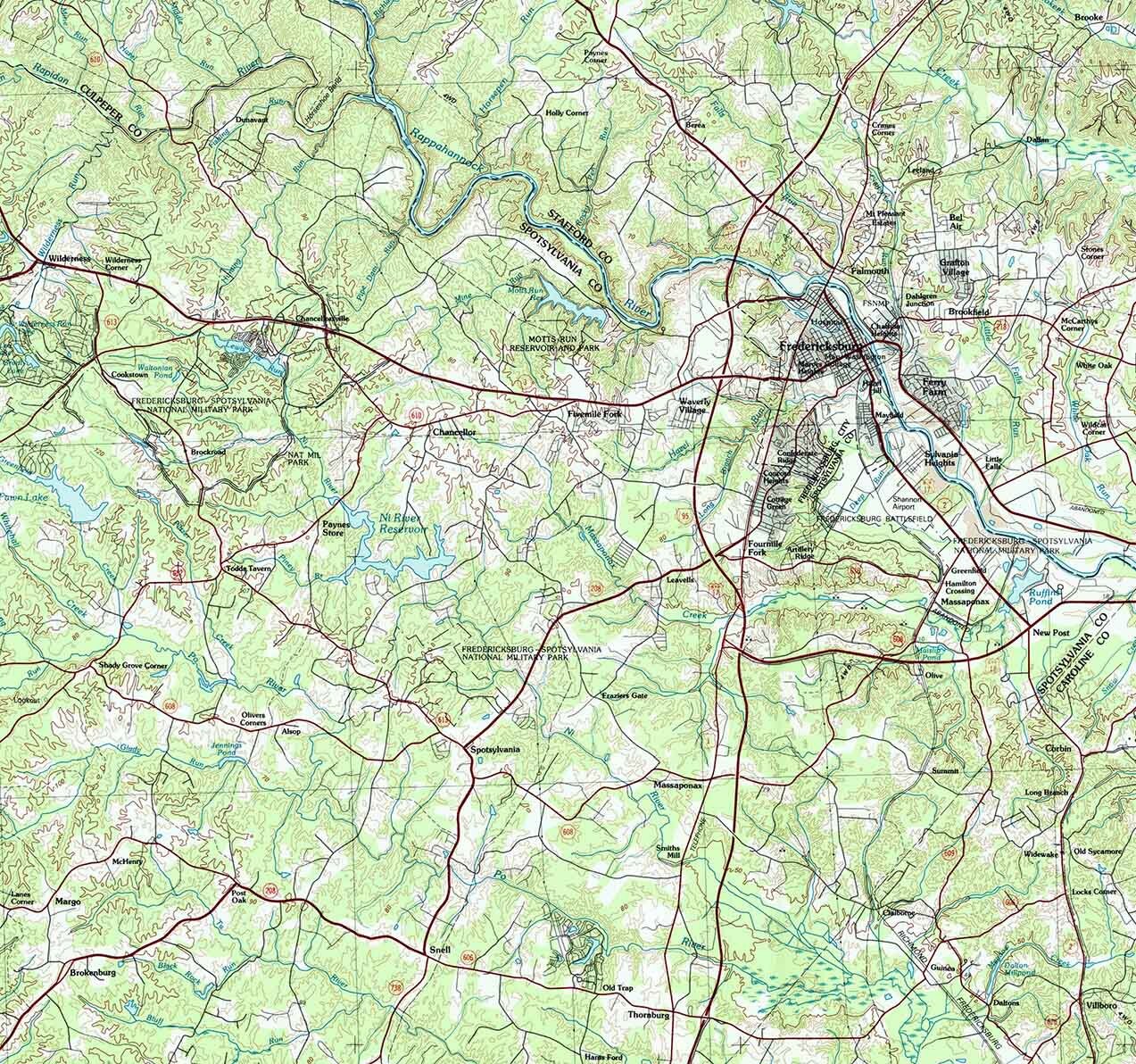 1983 Topo Map of Fredericksburg Virginia Potomac River Etsy