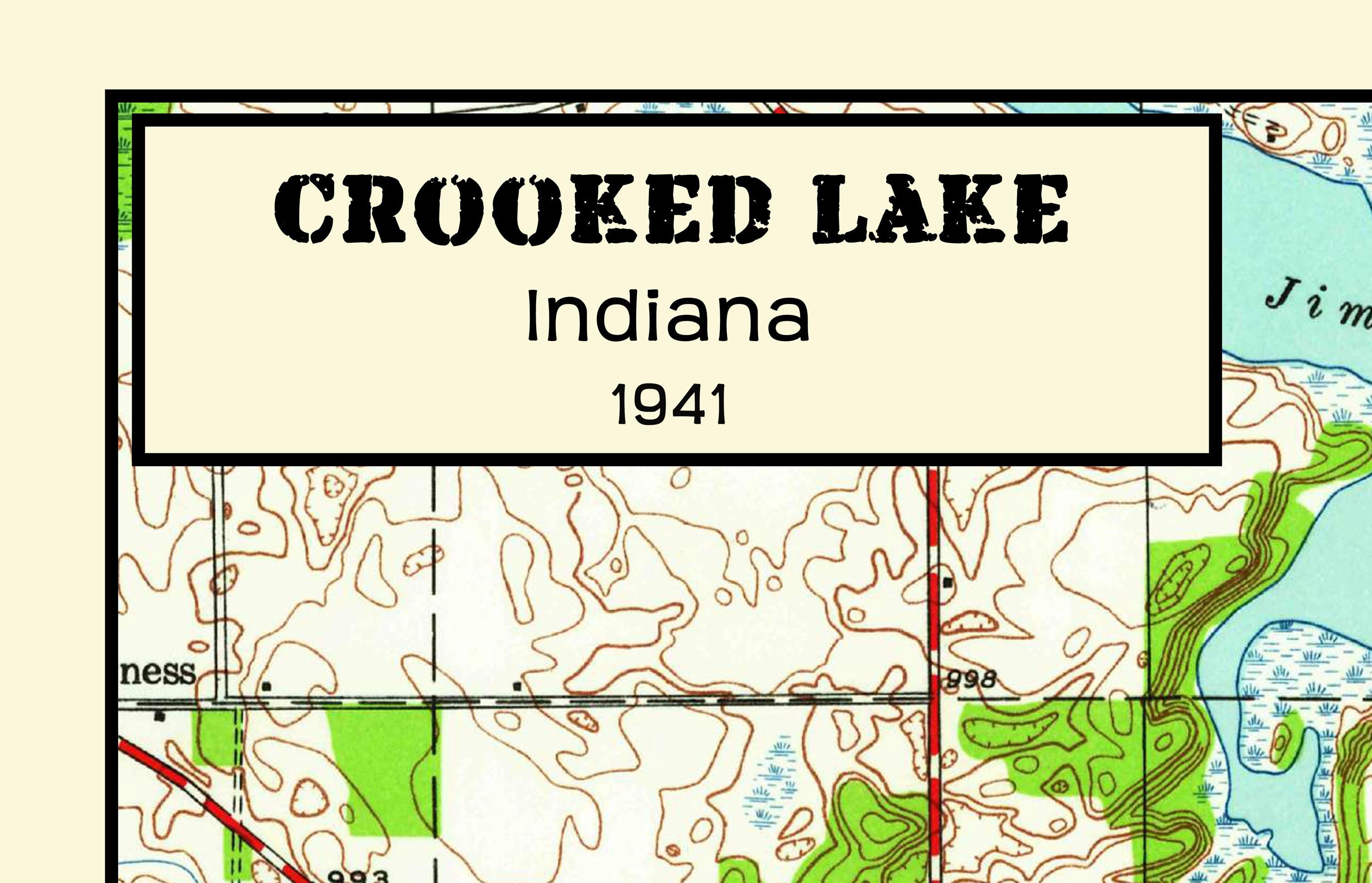 1941 Map of Crooked Lake Indiana - Etsy New Zealand