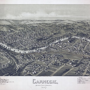 1897 Panoramakarte von Carnegie Allegheny County PA