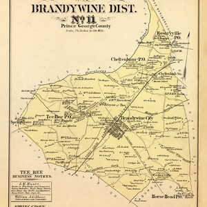1879 Map of Brandywine District Montgomery County Maryland