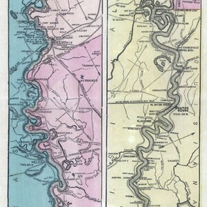 1863 LLoyds Karte des Mississippi von Kairo bis zu seiner Mündung
