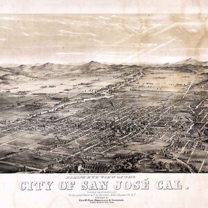 1869 Panorama-Karte von San Jose Kalifornien