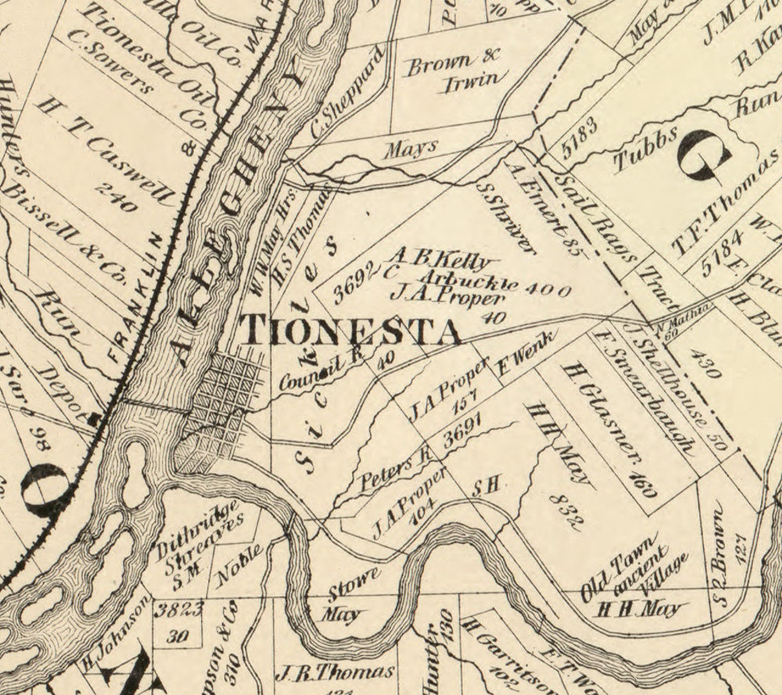 1876 Landowner Map of Forest County Pennsylvania Etsy