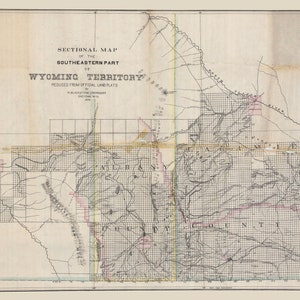 Carte de 1878 d'Albany et du comté de Laramie, Wyoming