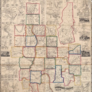 Carte de 1860 des noms de fermes du comté de Somerset dans le Maine