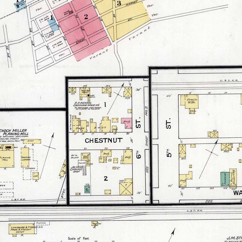 1887 Town Map of Mifflinburg Union County Pennsylvania Etsy