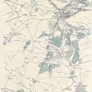 1862 Map of Eastern Virginia and Part of Spotsylvania County