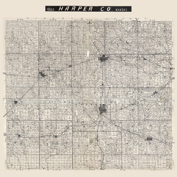 Harper County Map Etsy