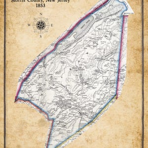 1853 Kaart van Rockaway Township Morris County, New Jersey