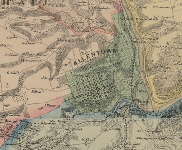 1862 Map of Lehigh County PA from original surveys Allentown  Etsy