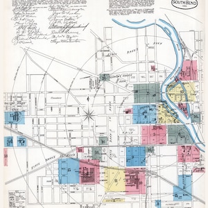 1885 Town Map of South Bend Indiana