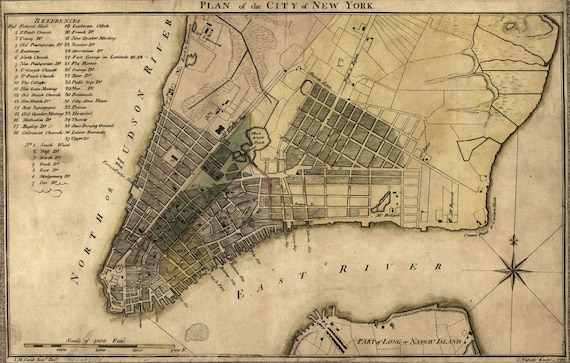 1789 Map of New York City - Etsy
