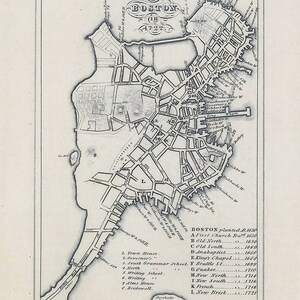 Pianta della mappa del 1722 di Boston Massachusetts
