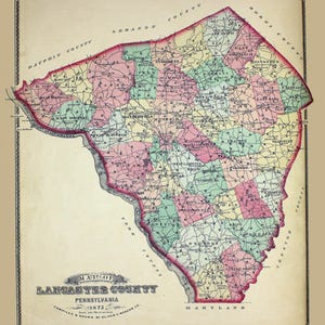 1875 Map of Lancaster County Pennsylvania