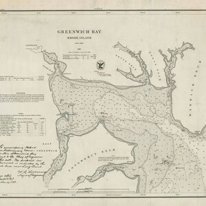Carta nautica del 1867 della baia di Greenwich, Rhode Island