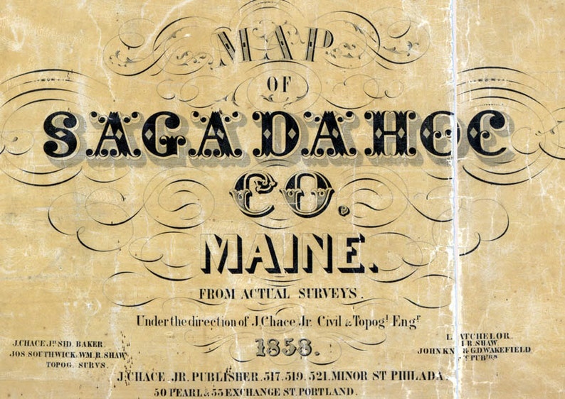 1858 Map of Sagadahoc County Maine Etsy