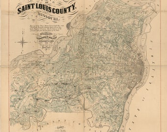 1857 Map of Saint Louis County Missouri