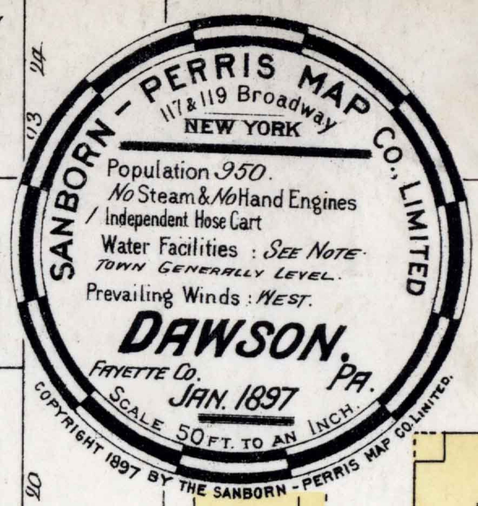 1897 Town Map of Dawson Fayette County Pennsylvania Etsy