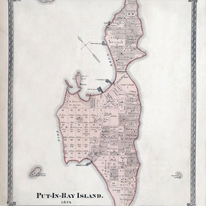 Carte de l'île Put In, 1874, comté d'Ottawa, lac Érié, Ohio