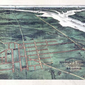 1890 Panorama-Karte von Alexandria, Virginia und Washington
